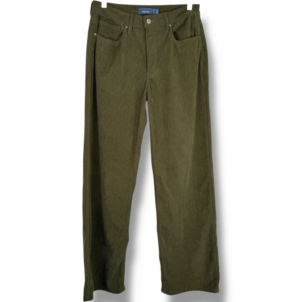 Indigo Rising Olive Green Corduroy Ribbed Wide Leg High Rise Flare Pants size 29 - Picture 2 of 5